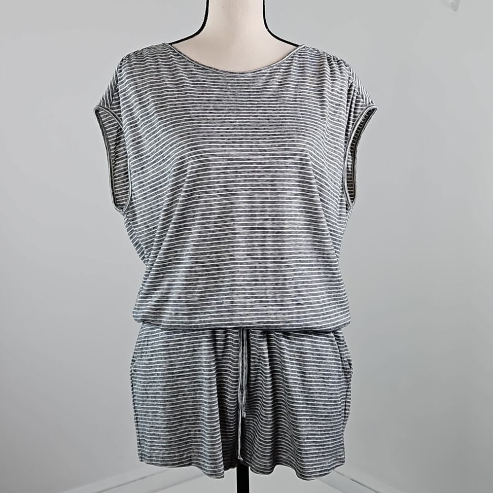 Prana Retrieve Stripe Romper in Bone Hemp Organic Cotton | Women's Medium